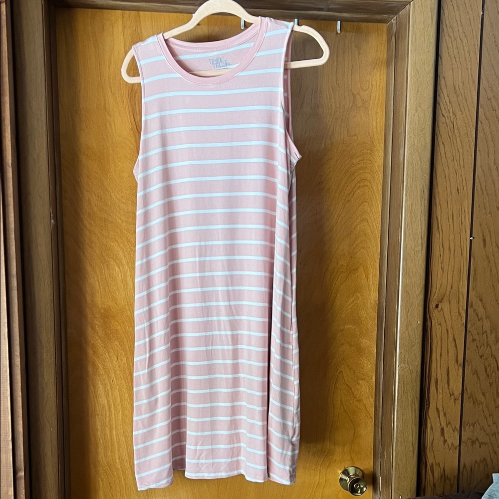 Time and Tru Blush and White Striped Top